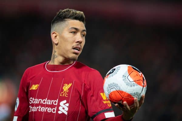 LIVERPOOL, ENGLAND - Monday, February 24, 2020: Liverpool's Roberto Firmino during the FA Premier League match between Liverpool FC and West Ham United FC at Anfield. (Pic by David Rawcliffe/Propaganda)