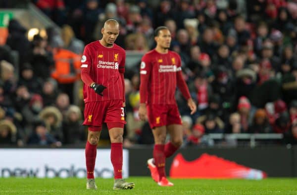 LIVERPOOL, ENGLAND - Monday, February 24, 2020: Liverpool's Trent Alexander-Arnold signals to team-mates as he takes a corner-kick during the FA Premier League match between Liverpool FC and West Ham United FC at Anfield. (Pic by David Rawcliffe/Propaganda)