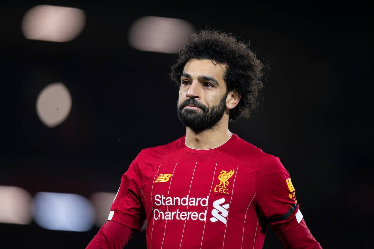 LIVERPOOL, ENGLAND - Monday, February 24, 2020: Liverpool's Mohamed Salah during the FA Premier League match between Liverpool FC and West Ham United FC at Anfield. (Pic by David Rawcliffe/Propaganda)