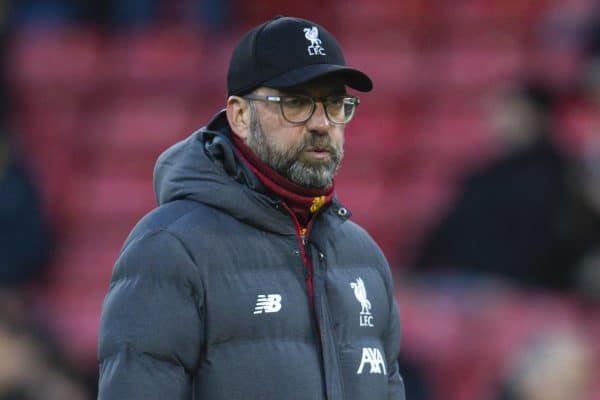 WATFORD, ENGLAND - Saturday, February 29, 2020: Liverpool's manager Jürgen Klopp during the pre-match warm-up before the FA Premier League match between Watford FC and Liverpool FC at Vicarage Road. (Pic by David Rawcliffe/Propaganda)