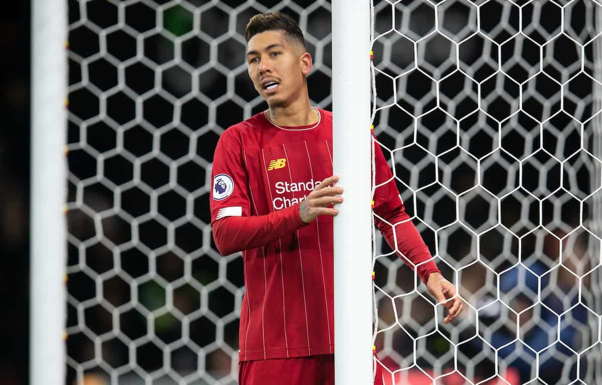 WATFORD, ENGLAND - Saturday, February 29, 2020: Liverpool's Roberto Firmino looks dejected during the FA Premier League match between Watford FC and Liverpool FC at Vicarage Road. (Pic by David Rawcliffe/Propaganda)