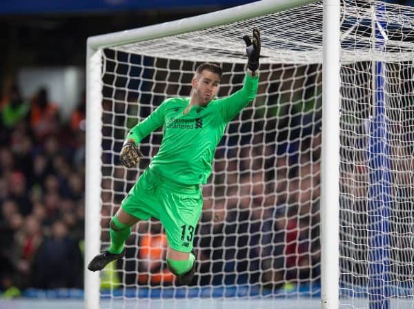 LONDON, ENGLAND - Tuesday, March 3, 2020: Liverpool's goalkeeper Adrián San Miguel del Castillo during the FA Cup 5th Round match between Chelsea FC and Liverpool FC at Stamford Bridge. (Pic by David Rawcliffe/Propaganda)