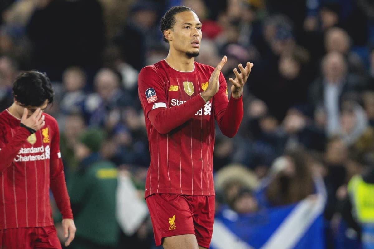 LONDON, ENGLAND - Tuesday, March 3, 2020: Liverpool's Virgil van Dijk looks dejected after the FA Cup 5th Round match between Chelsea FC and Liverpool FC at Stamford Bridge. Chelsea won 2-0. (Pic by David Rawcliffe/Propaganda)