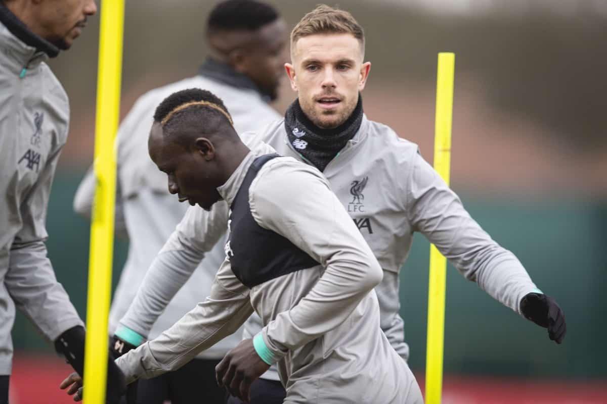 LIVERPOOL, ENGLAND - Tuesday, March 10, 2020: Liverpool's captain Jordan Henderson during a training session at Melwood Training Ground ahead of the UEFA Champions League Round of 16 2nd Leg match between Liverpool FC and Club Atlético de Madrid. (Pic by David Rawcliffe/Propaganda)