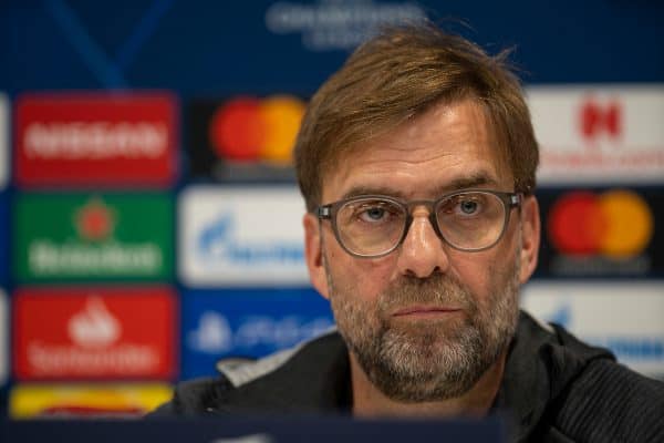 LIVERPOOL, ENGLAND - Tuesday, March 10, 2020: Liverpool's manager Jürgen Klopp during a press conference at Anfield ahead of the UEFA Champions League Round of 16 2nd Leg match between Liverpool FC and Club Atlético de Madrid. (Pic by David Rawcliffe/Propaganda)