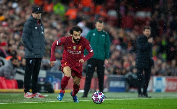 LIVERPOOL, ENGLAND - Wednesday, March 11, 2020: Liverpool's Mohamed Salah during the UEFA Champions League Round of 16 2nd Leg match between Liverpool FC and Club Atlético de Madrid at Anfield. (Pic by David Rawcliffe/Propaganda)