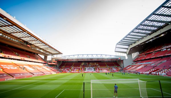 LIVERPOOL, ENGLAND - Wednesday, June 24, 2020: An empty stadium before the FA Premier League match between Liverpool FC and Crystal Palace FC at Anfield. The game was played behind closed doors due to the UK government’s social distancing laws during the Coronavirus COVID-19 Pandemic. (Pic by David Rawcliffe/Propaganda)