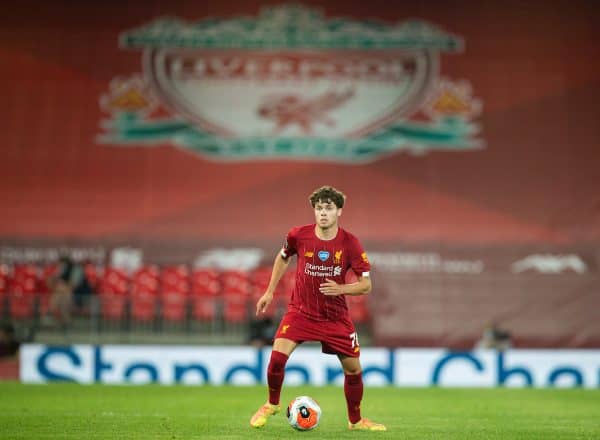 LIVERPOOL, ENGLAND - Wednesday, June 24, 2020: Liverpool’s Neco Williams during the FA Premier League match between Liverpool FC and Crystal Palace FC at Anfield. The game was played behind closed doors due to the UK government’s social distancing laws during the Coronavirus COVID-19 Pandemic. (Pic by David Rawcliffe/Propaganda)