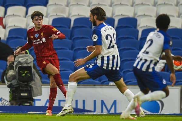 BRIGHTON & HOVE, ENGLAND - Wednesday, July 8, 2020: Liverpool's Neco Williams during the FA Premier League match between Brighton & Hove Albion FC and Liverpool FC at the AMEX Stadium. The game was played behind closed doors due to the UK government’s social distancing laws during the Coronavirus COVID-19 Pandemic. (Pic by Propaganda)