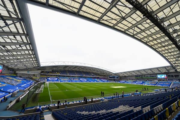 BRIGHTON & HOVE, ENGLAND - Wednesday, July 8, 2020: A general view of the American Express Community Stadium ahead of the FA Premier League match between Brighton & Hove Albion FC and Liverpool FC at the AMEX Stadium. The game was played behind closed doors due to the UK government’s social distancing laws during the Coronavirus COVID-19 Pandemic. (Pic by David Rawcliffe/Propaganda)