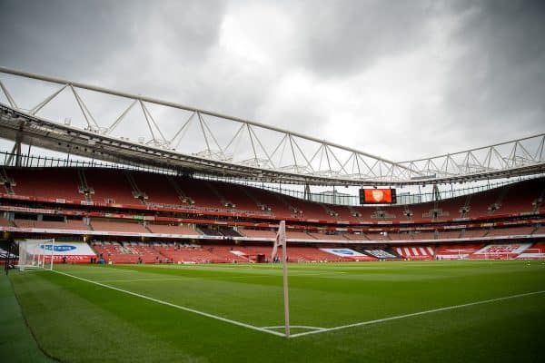 LONDON, ENGLAND - Tuesday, July 14, 2020: A general view before the FA Premier League match between Arsenal FC and Liverpool FC at the Emirates Stadium. The game was played behind closed doors due to the UK government’s social distancing laws during the Coronavirus COVID-19 Pandemic. (Pic by David Rawcliffe/Propaganda)