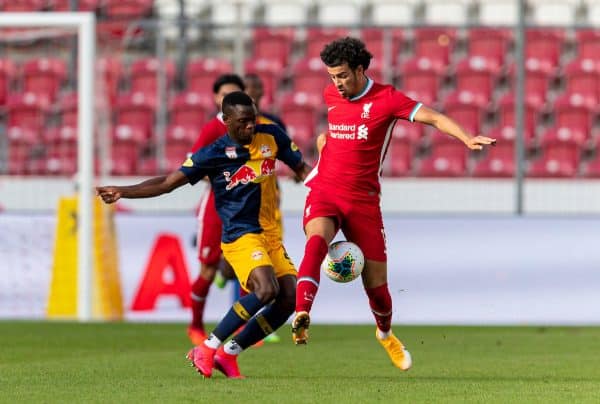 SALZBURG, AUSTRIA - Tuesday, August 25, 2020: Liverpool's Curtis Jones during a preseason friendly match between FC Red Bull Salzburg and Liverpool FC at the Red Bull Arena. (Pic by Propaganda)