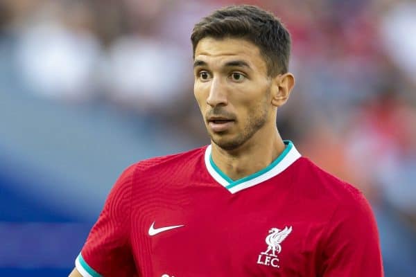 SALZBURG, AUSTRIA - Tuesday, August 25, 2020: Liverpool's Marko Grujic during a preseason friendly match between FC Red Bull Salzburg and Liverpool FC at the Red Bull Arena. (Pic by Propaganda)