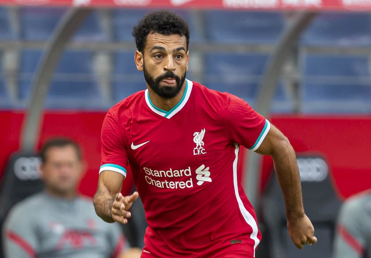 SALZBURG, AUSTRIA - Tuesday, August 25, 2020: Liverpool's Mohamed Salah during a preseason friendly match between FC Red Bull Salzburg and Liverpool FC at the Red Bull Arena. (Pic by Propaganda)