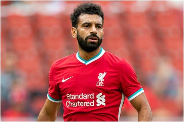 SALZBURG, AUSTRIA - Tuesday, August 25, 2020: Liverpool's Mohamed Salah during a preseason friendly match between FC Red Bull Salzburg and Liverpool FC at the Red Bull Arena. (Pic by Propaganda)