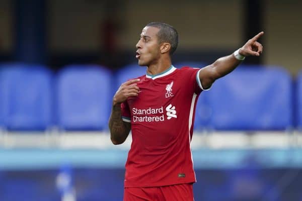 LONDON, ENGLAND - Sunday, September 20, 2020: Liverpool’s Thiago Alcantara, makes his debut as a substitute, during the FA Premier League match between Chelsea FC and Liverpool FC at Stamford Bridge. The game was played behind closed doors due to the UK government’s social distancing laws during the Coronavirus COVID-19 Pandemic. Liverpool won 2-0. (Pic by Propaganda)