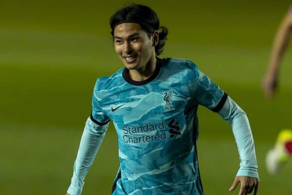 LINCOLN, ENGLAND - Thursday, September 24, 2020: Liverpool's Takumi Minamino during the Football League Cup 3rd Round match between Lincoln City FC and Liverpool FC at Sincil Bank. (Pic by David Rawcliffe/Propaganda)