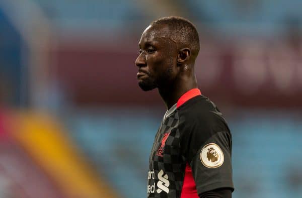 BIRMINGHAM, ENGLAND - Sunday, October 4, 2020: Liverpool’s Naby Keita looks dejected during the FA Premier League match between Aston Villa FC and Liverpool FC at Villa Park. The game was played behind closed doors due to the UK government’s social distancing laws during the Coronavirus COVID-19 Pandemic. (Pic by David Rawcliffe/Propaganda)