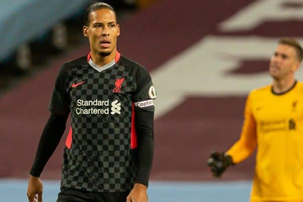 BIRMINGHAM, ENGLAND - Sunday, October 4, 2020: Liverpool’s Virgil van Dijk looks dejected as Aston Villa score the opening goal during the FA Premier League match between Aston Villa FC and Liverpool FC at Villa Park. The game was played behind closed doors due to the UK government’s social distancing laws during the Coronavirus COVID-19 Pandemic. (Pic by David Rawcliffe/Propaganda)