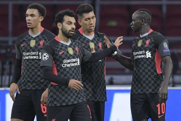 AMSTERDAM, THE NETHERLANDS - Wednesday, October 21, 2020: Liverpool's Sadio Mané (#10) celebrates after forcing an own goal from Ajax during the opening UEFA Champions League Group D match between AFC Ajax and Liverpool FC at the Johan Cruijff ArenA. (Pic by Gerrit van Keulen/Orange Pictures via Propaganda)