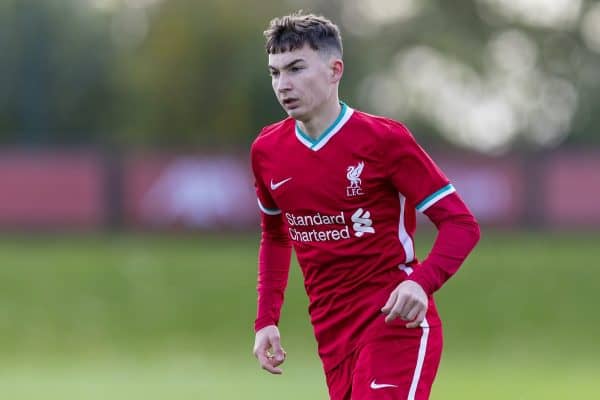 KIRKBY, ENGLAND - Saturday, October 31, 2020: Liverpool's substitute Mateusz Musialowski during the Under-18 Premier League match between Liverpool FC Under-18's and Newcastle United FC Under-18's at the Liverpool Academy. (Pic by David Rawcliffe/Propaganda)