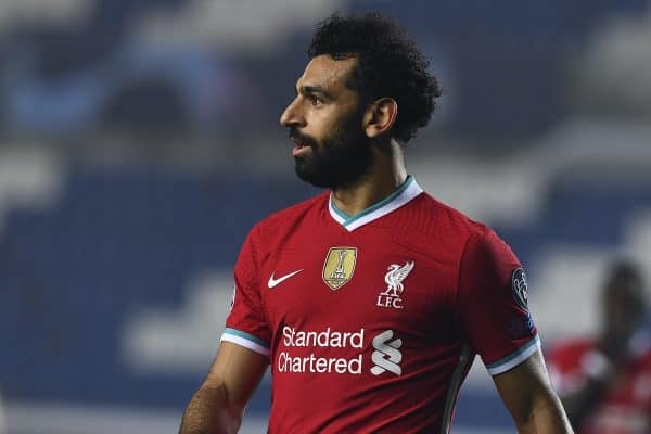 BERGAMO, ITALY - Tuesday, November 3, 2020: Liverpool's Mohamed Salah during the UEFA Champions League Group D match between Atalanta BC and Liverpool FC at the Stadio di Bergamo. (Pic by Simone Arveda/Propaganda)