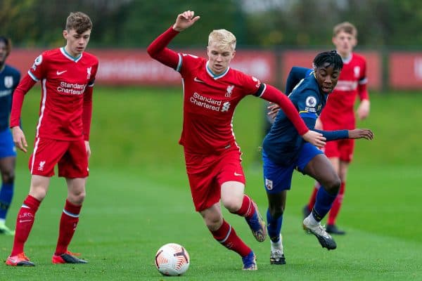 KIRKBY, ENGLAND - Saturday, November 21, 2020: Liverpool's Luis Longstaff during the Premier League 2 Division 1 match between Liverpool FC Under-23's and Southampton FC Under-23's at the Liverpool Academy. (Pic by David Rawcliffe/Propaganda)