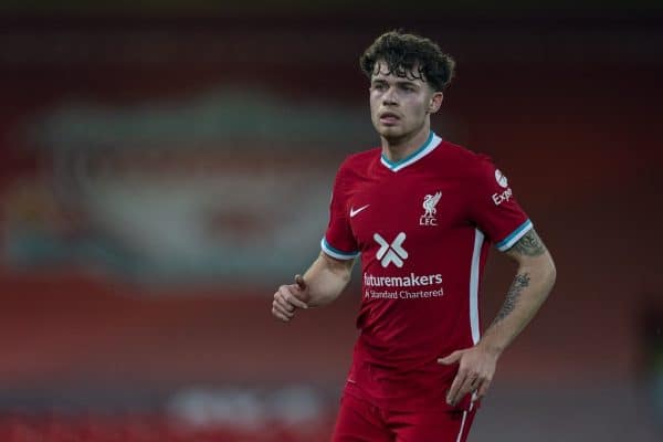 LIVERPOOL, ENGLAND - Sunday, November 22, 2020: Liverpool’s Neco Williams during the FA Premier League match between Liverpool FC and Leicester City FC at Anfield. The game was played behind closed doors due to the UK government’s social distancing laws during the Coronavirus COVID-19 Pandemic. (Pic by David Rawcliffe/Propaganda)