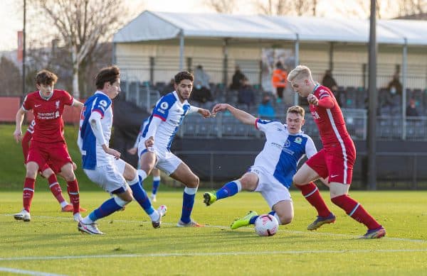 KIRKBY, ENGLAND - Saturday, December 12, 2020: Liverpool's Luis Longstaff during the Premier League 2 Division 1 match between Liverpool FC Under-23's and Blackburn Rovers FC Under-23's at the Liverpool Academy. (Pic by David Rawcliffe/Propaganda)