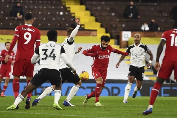 LONDON, ENGLAND - Sunday, December 13, 2020: Liverpool's Mohamed Salah during the FA Premier League match between Fulham FC and Liverpool FC at Craven Cottage. (Pic by David Rawcliffe/Propaganda)