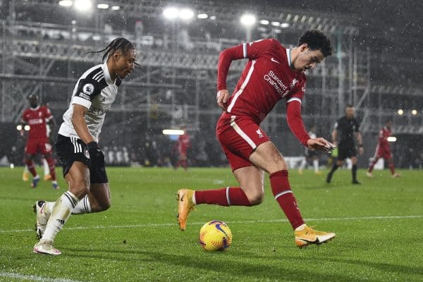 LONDON, ENGLAND - Sunday, December 13, 2020: Liverpool's Curtis Jones during the FA Premier League match between Fulham FC and Liverpool FC at Craven Cottage. (Pic by David Rawcliffe/Propaganda)