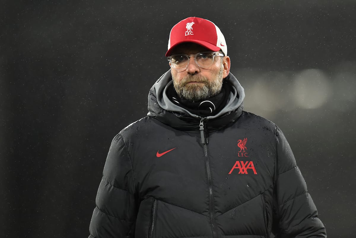 LONDON, ENGLAND - Sunday, December 13, 2020: Liverpool's manager Jürgen Klopp after the FA Premier League match between Fulham FC and Liverpool FC at Craven Cottage. The game ended in a 1-1 draw. (Pic by David Rawcliffe/Propaganda)