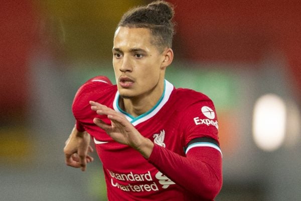 LIVERPOOL, ENGLAND - Wednesday, December 16, 2020: Liverpool's Rhys Williams during the FA Premier League match between Liverpool FC and Tottenham Hotspur FC at Anfield. (Pic by David Rawcliffe/Propaganda)