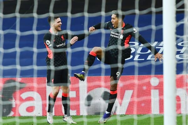 LONDON, ENGLAND - Saturday, December 19, 2020: Liverpool's Roberto Firmino celebrates after scoring the third goal during the FA Premier League match between Crystal Palace FC and Liverpool FC at Selhurst Park. (Pic by David Rawcliffe/Propaganda)