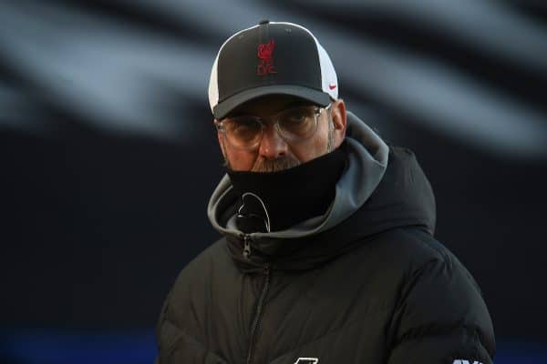 LONDON, ENGLAND - Saturday, December 19, 2020: Liverpool's manager Jürgen Klopp during the pre-match warm-up before the FA Premier League match between Crystal Palace FC and Liverpool FC at Selhurst Park. (Pic by David Rawcliffe/Propaganda)