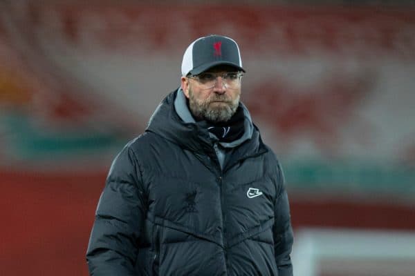 LIVERPOOL, ENGLAND - Sunday, December 27, 2020: Liverpool's manager Jürgen Klopp after the FA Premier League match between Liverpool FC and West Bromwich Albion FC at Anfield. (Pic by David Rawcliffe/Propaganda)