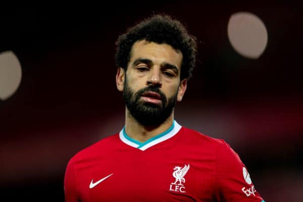 LIVERPOOL, ENGLAND - Sunday, December 27, 2020: Liverpool's Mohamed Salah during the FA Premier League match between Liverpool FC and West Bromwich Albion FC at Anfield. (Pic by David Rawcliffe/Propaganda)
