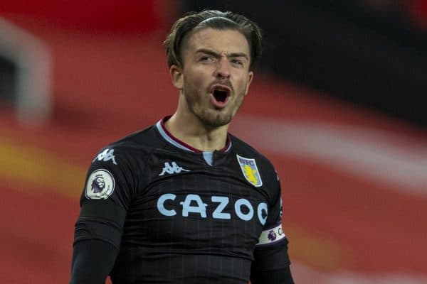 MANCHESTER, ENGLAND - Friday, January 1, 2020: Aston Villa's captain Jack Grealish during the New Year's Day FA Premier League match between Manchester United FC and Aston Villa FC at Old Trafford. The game was played behind closed doors due to the UK government putting Greater Manchester in Tier 4: Stay at Home during the Coronavirus COVID-19 Pandemic. (Pic by David Rawcliffe/Propaganda)