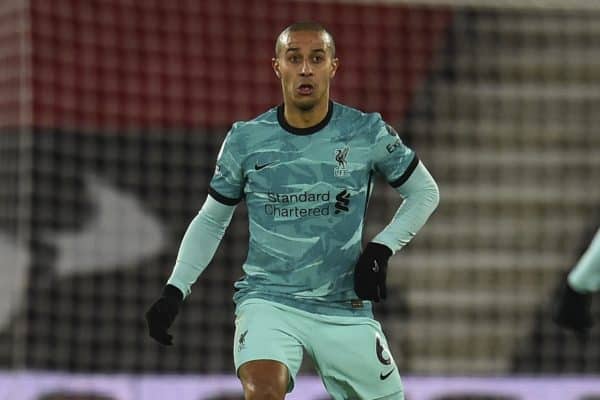 SOUTHAMPTON, ENGLAND - Monday, January 4, 2021: Liverpool's Thiago Alcantara during the FA Premier League match between Southampton FC and Liverpool FC at St Mary's Stadium. (Pic by Propaganda)