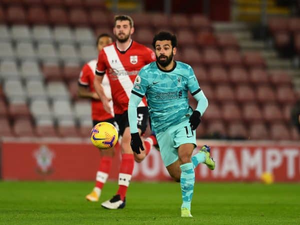 SOUTHAMPTON, ENGLAND - Monday, January 4, 2021: Liverpool's Mohamed Salah during the FA Premier League match between Southampton FC and Liverpool FC at St Mary's Stadium. (Pic by Propaganda)