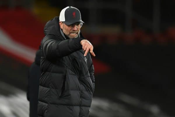 SOUTHAMPTON, ENGLAND - Monday, January 4, 2021: Liverpool's manager Jürgen Klopp during the FA Premier League match between Southampton FC and Liverpool FC at St Mary's Stadium. Southampton won 1-0. (Pic by Propaganda)