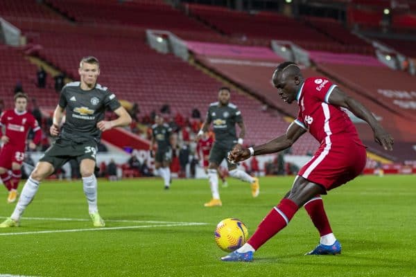 LIVERPOOL, ENGLAND - Sunday, January 17, 2021: Liverpool's Sadio Mané during the FA Premier League match between Liverpool FC and Manchester United FC at Anfield. (Pic by David Rawcliffe/Propaganda)