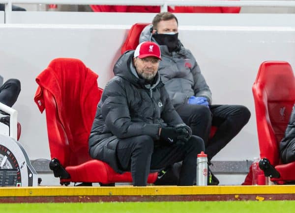 LIVERPOOL, ENGLAND - Thursday, January 21, 2021: Liverpool's manager Jürgen Klopp during the FA Premier League match between Liverpool FC and Burnley FC at Anfield. (Pic by David Rawcliffe/Propaganda)