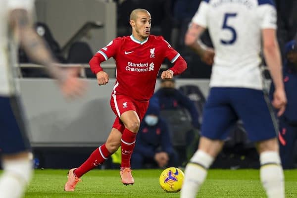 LONDON, ENGLAND - Thursday, January 28, 2021: Liverpool's Thiago Alcantara during the FA Premier League match between Tottenham Hotspur FC and Liverpool FC at the Tottenham Hotspur Stadium. (Pic by Propaganda)