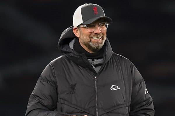 LONDON, ENGLAND - Thursday, January 28, 2021: Liverpool's manager Jürgen Klopp during the pre-match warm-up before the FA Premier League match between Tottenham Hotspur FC and Liverpool FC at the Tottenham Hotspur Stadium. (Pic by Propaganda)