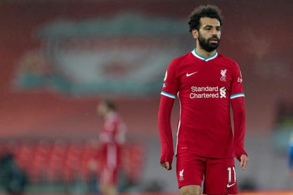 LIVERPOOL, ENGLAND - Wednesday, February 3, 2021: Liverpool's Mohamed Salah during the FA Premier League match between Liverpool FC and Brighton & Hove Albion FC at Anfield. (Pic by David Rawcliffe/Propaganda)