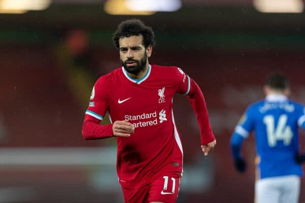 LIVERPOOL, ENGLAND - Wednesday, February 3, 2021: Liverpool's Mohamed Salah during the FA Premier League match between Liverpool FC and Brighton & Hove Albion FC at Anfield. (Pic by David Rawcliffe/Propaganda)