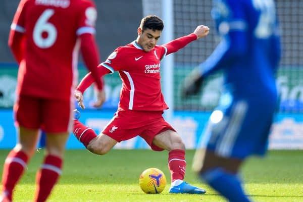 LEICESTER, ENGLAND - Saturday, February 13, 2021: Liverpool's Ozan Kabak during the FA Premier League match between Leicester City FC and Liverpool FC at the King Power Stadium. (Pic by Propaganda)