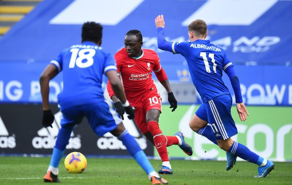 LEICESTER, ENGLAND - Saturday, February 13, 2021: Liverpool's Sadio Mané during the FA Premier League match between Leicester City FC and Liverpool FC at the King Power Stadium. (Pic by Propaganda)