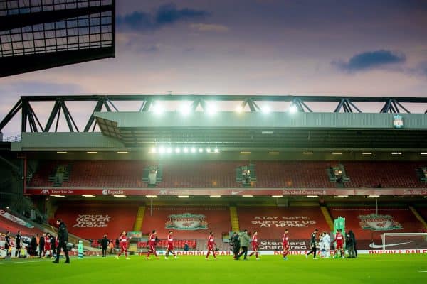 LIVERPOOL, ENGLAND - Saturday, February 20, 2021: A general view during the FA Premier League match between Liverpool FC and Everton FC, the 238th Merseyside Derby, at Anfield. (Pic by David Rawcliffe/Propaganda)